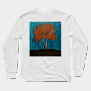 Silver tree with copper leaves in a storm Long Sleeve T-Shirt